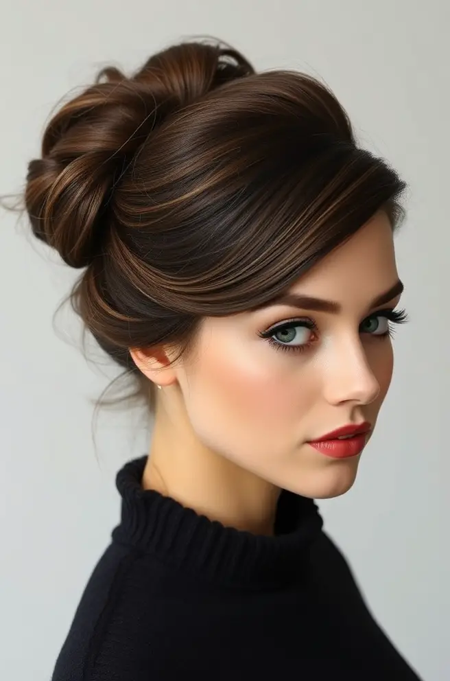 Chocolate Brown Hair in a Classic Updo