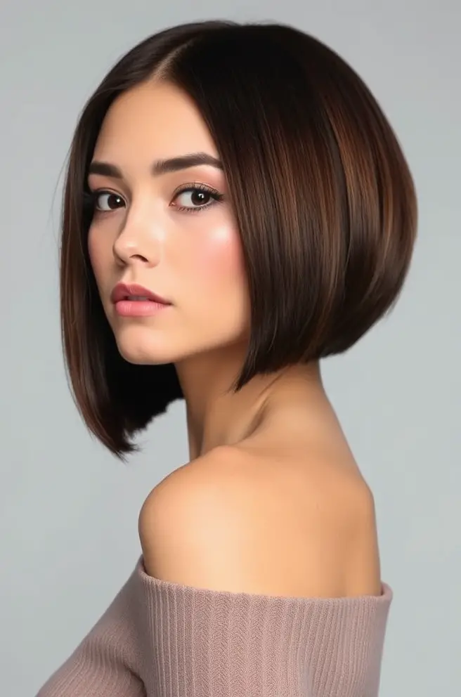 Chocolate Brown Hair in a Sleek Blunt Bob