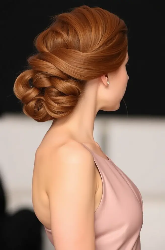 Classic Auburn Hair Updo for Special Occasions