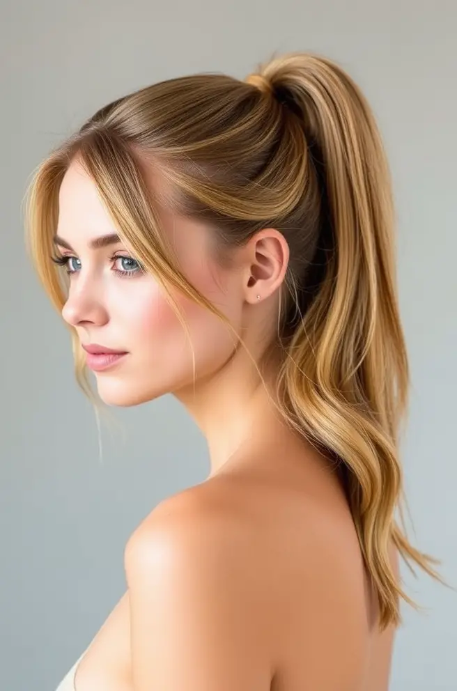 Classic Light Brown Hair in a Ponytail