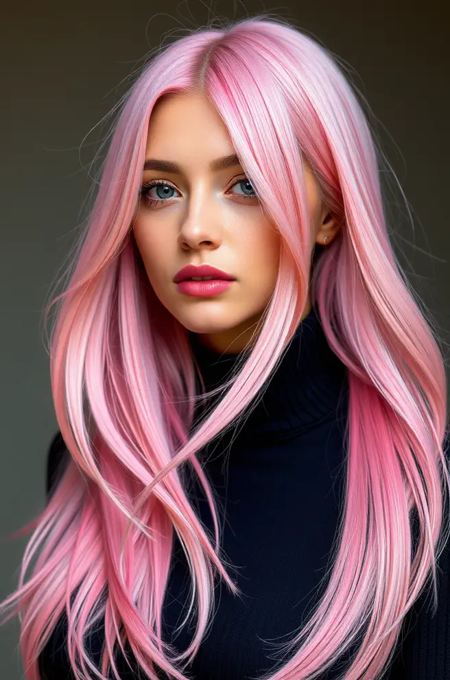 Classic Pink Lemon Hair with Straight Locks