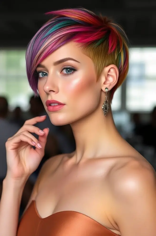 - Colorful Short Hair Style to Make a Statement