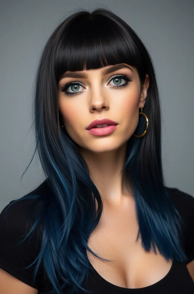 Creative Dark Blue Hair Highlights for a Bold Look