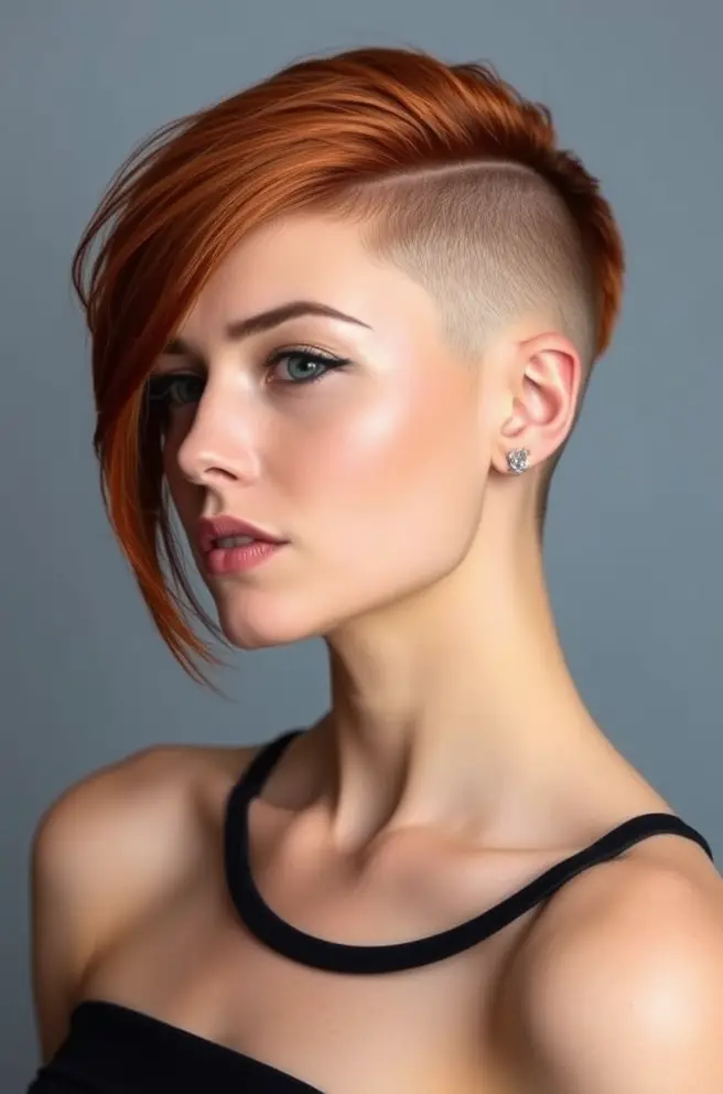 Daring Copper Hair Color for Undercut Styles