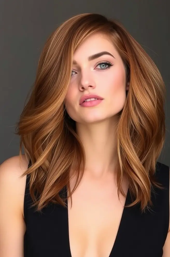 Daring Layered Copper Hair for Added Volume