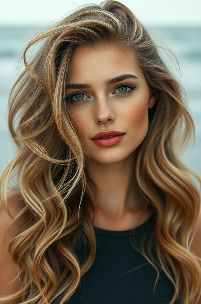 Dark Blonde Hair with Soft Beach Waves