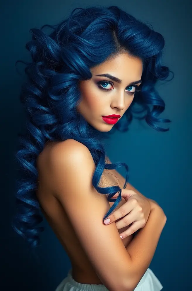 Dark Blue Hair Curls: Playful and Romantic Styles