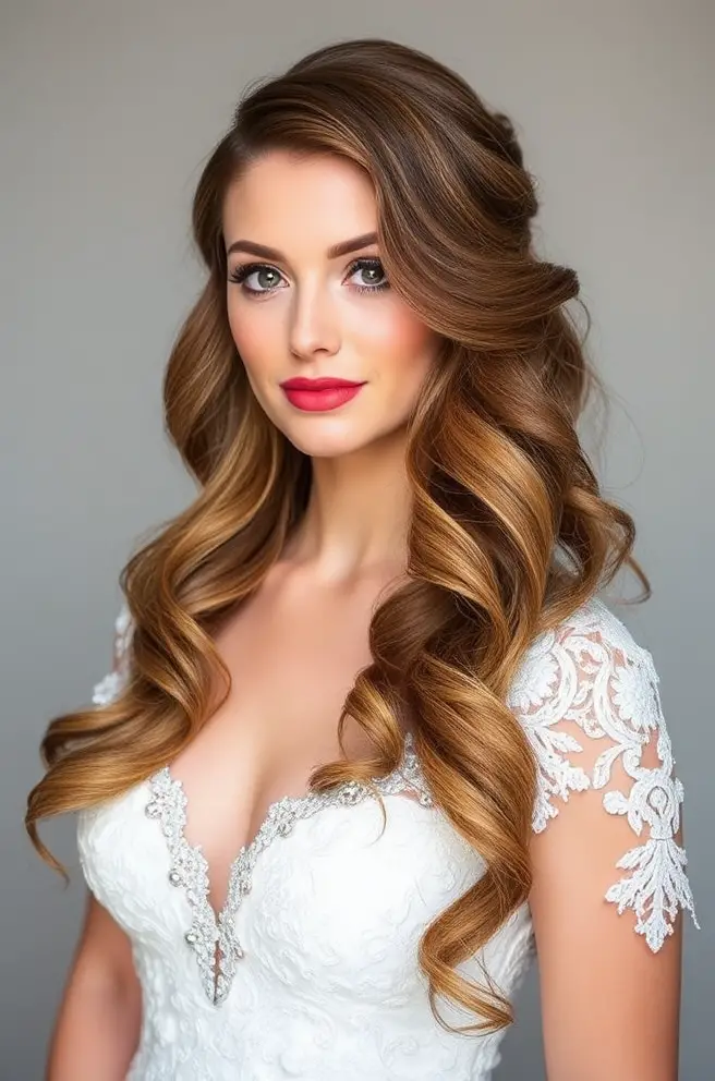 Dramatic Waves Hair: Stunning Half-Up Waves for a Bridal Look