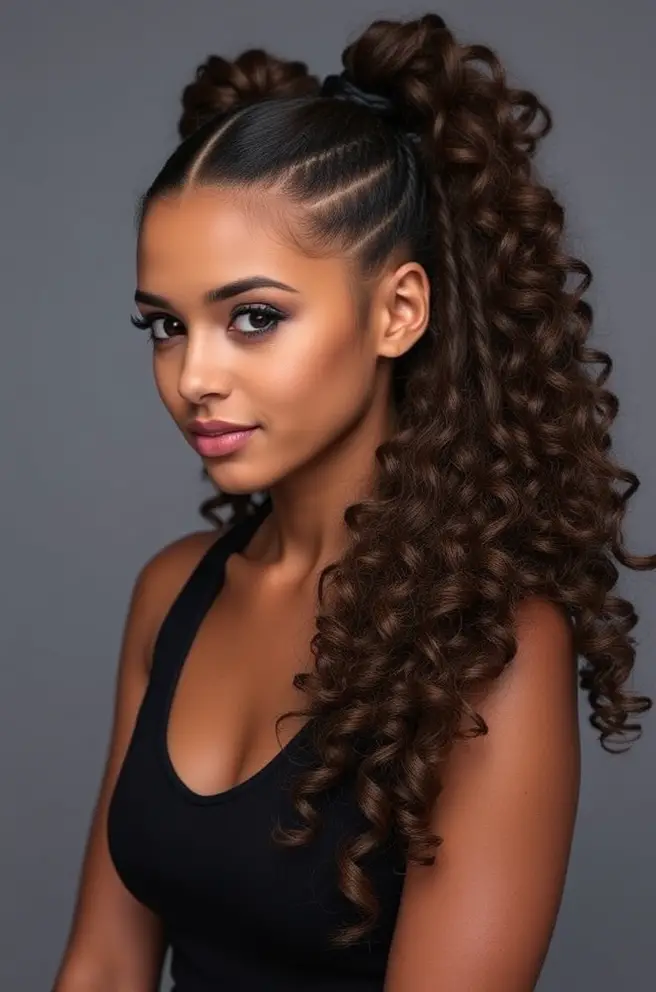 Dynamic Curly Ponytails for 2C Hair