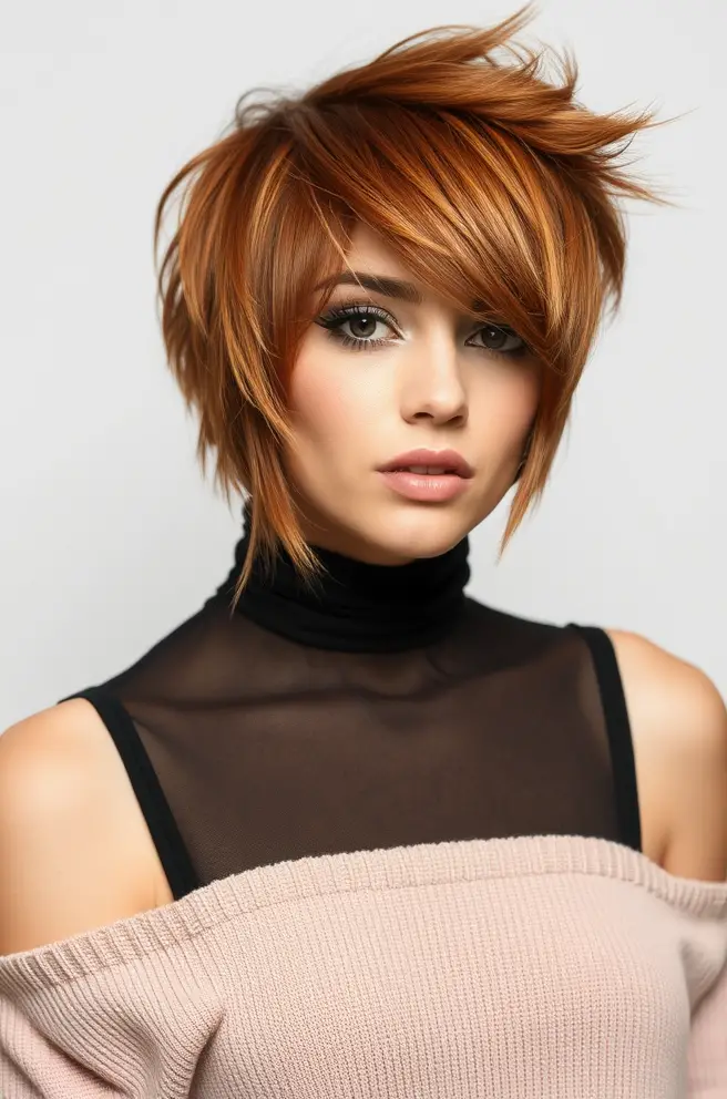 Edgy Auburn Hair Shag Cut for a Trendy Twist