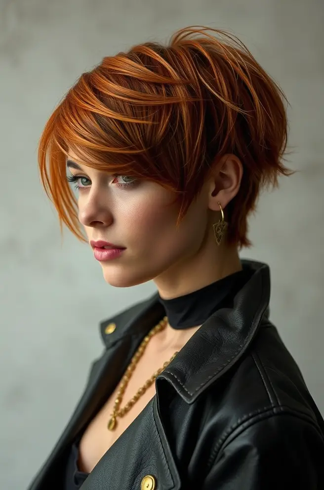 Edgy Cowboy Copper Hair with Layered Cuts