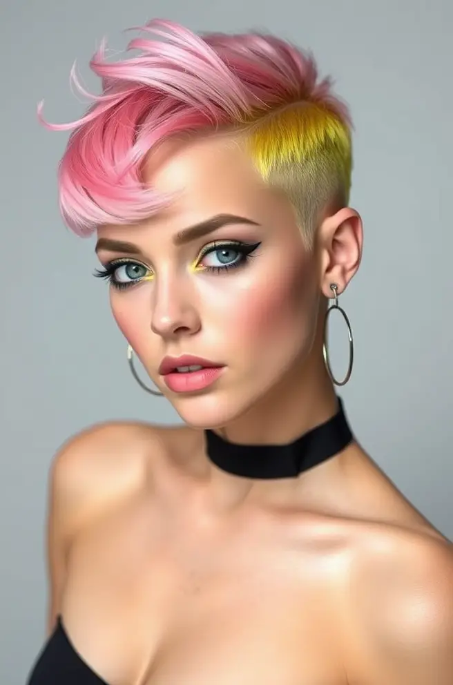 Edgy Pink Lemon Hair with an Undercut