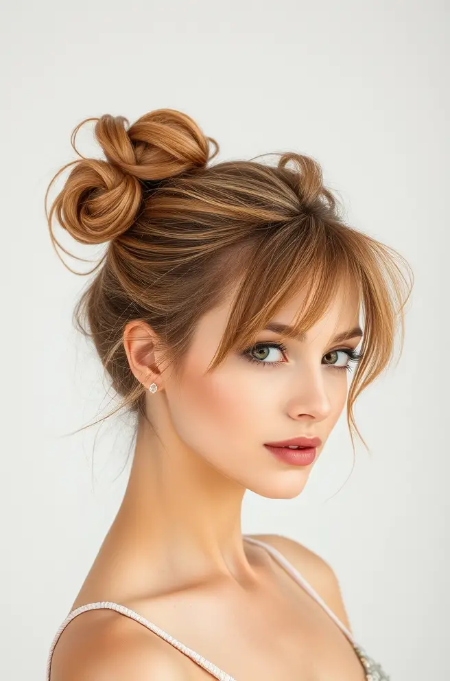 Effortless Light Brown Hair in a Messy Bun