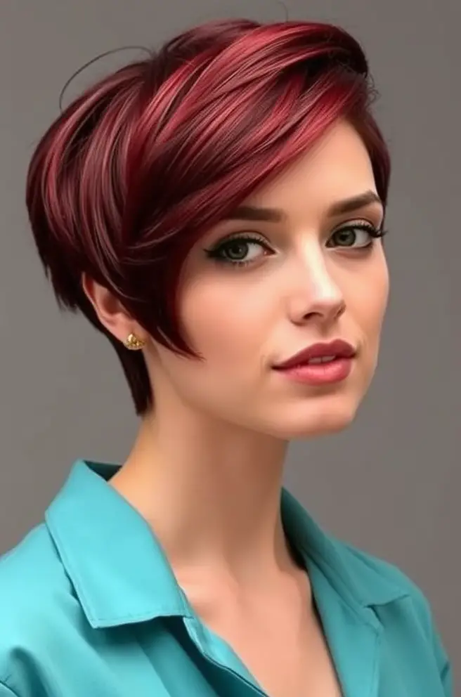 Elegant Dark Red Hair Pixie Cut Ideas