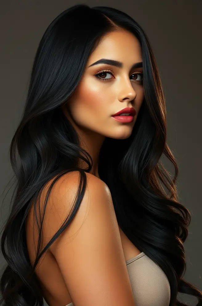 Elegant Long Black Hair with Loose Waves