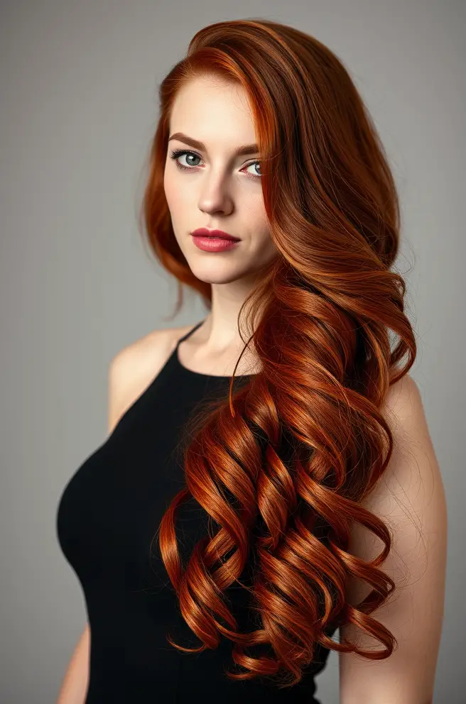 Elegant Long Red Hair with Soft Curls