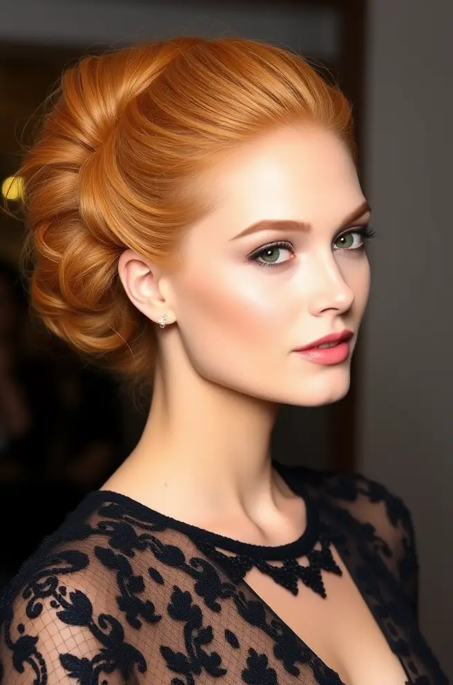 Elegant Orange Hair Updos for Special Occasions