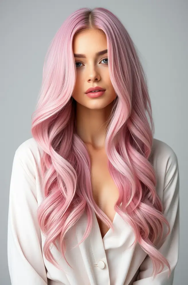 - Elegant Pink Long Layers for a Soft Touch