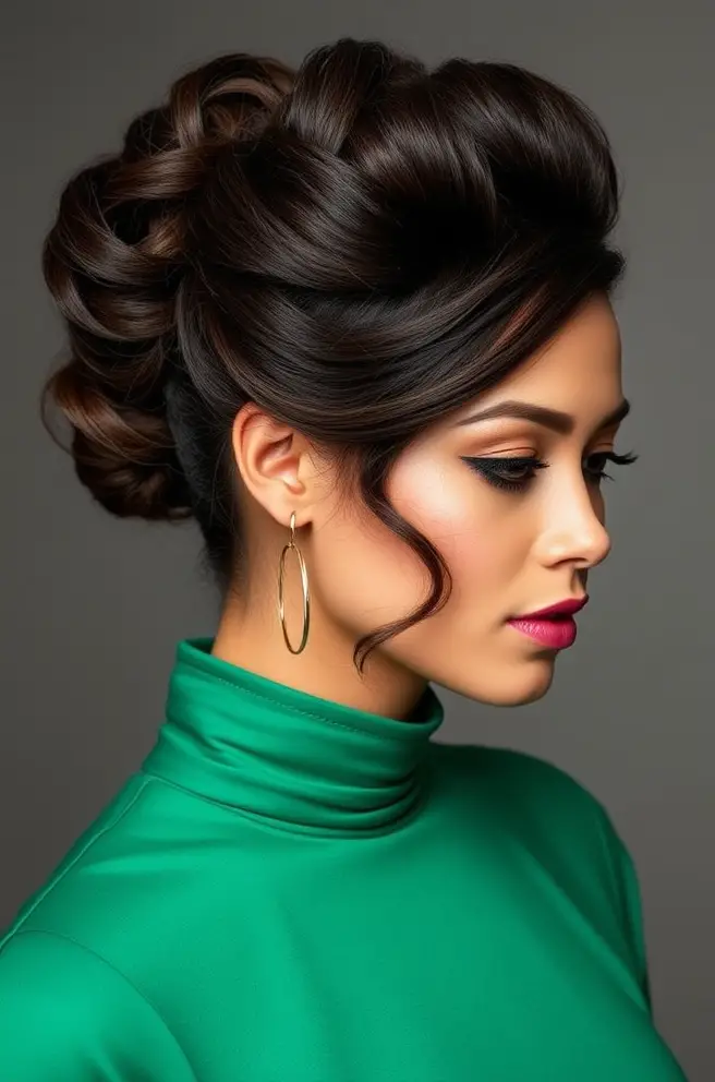 Elegant Updo with Soft Permed Locks