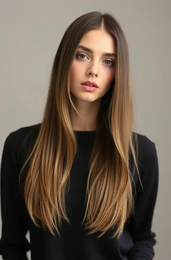 Feminine Straight Hair with Face-Framing Layers