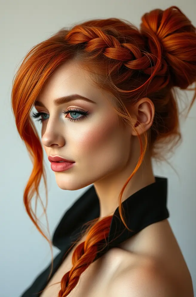 Fiery Red Hair with a Braided Accent