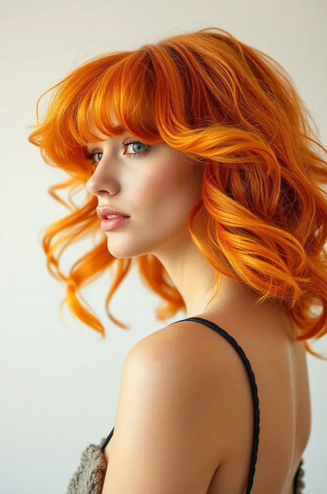 Flaming Orange Hair Waves for a Carefree Vibe