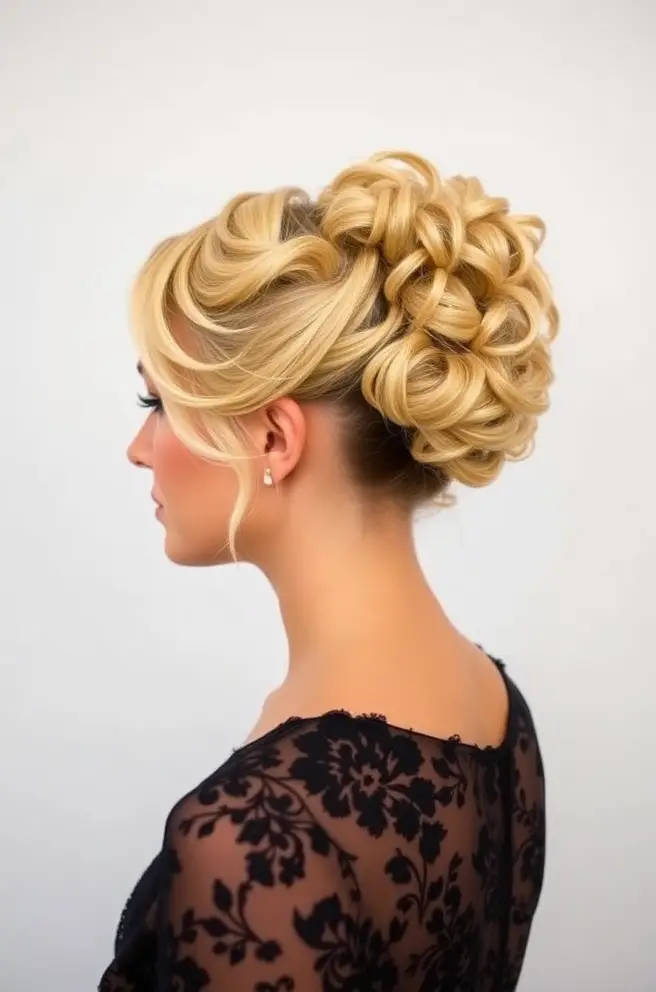 Flawless Curly Bronde Updo for Events