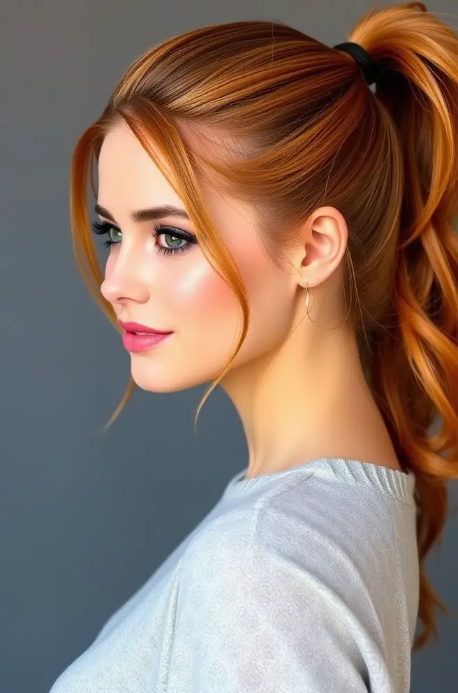 Flirty Auburn Hair Ponytail for Everyday Glam