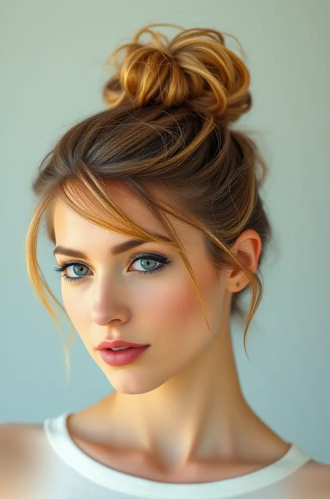 Frizzy Hair: Simple Knotted Bun with Combed Front for a Fresh Look