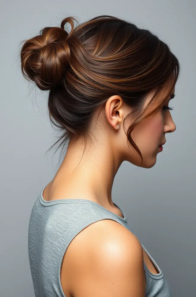 Frizzy Hair: Sleek Low Bun with a Twist for a Modern Look