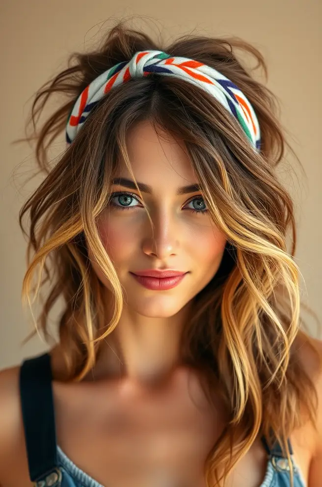 Frizzy Hair: Tousled Waves with Headband for a Casual Vibe