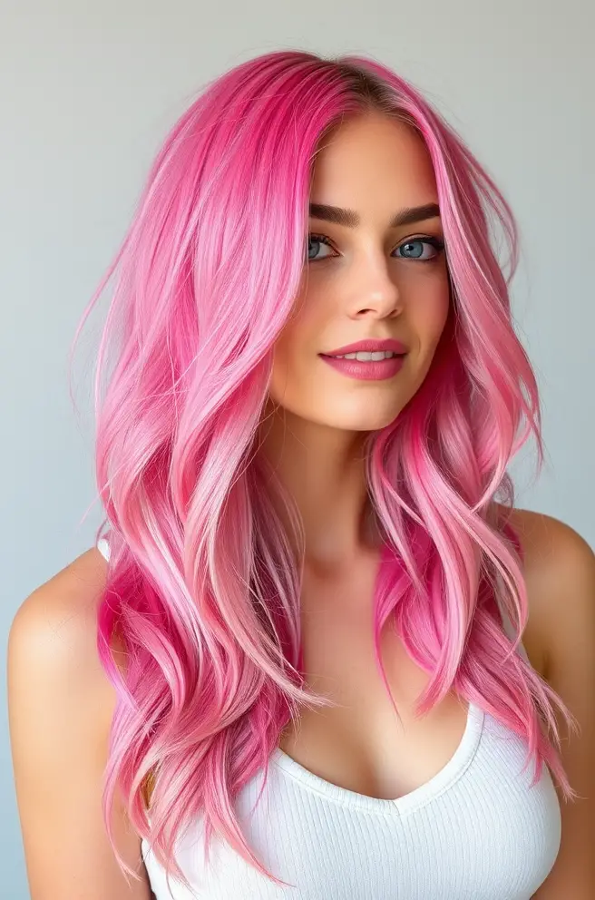 Fun Pink Lemon Hair with Peek-a-Boo Highlights