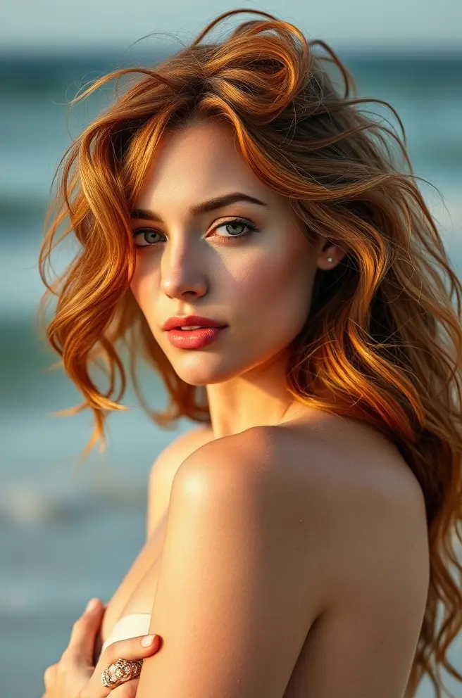 Ginger Hair in Loose Beach Waves