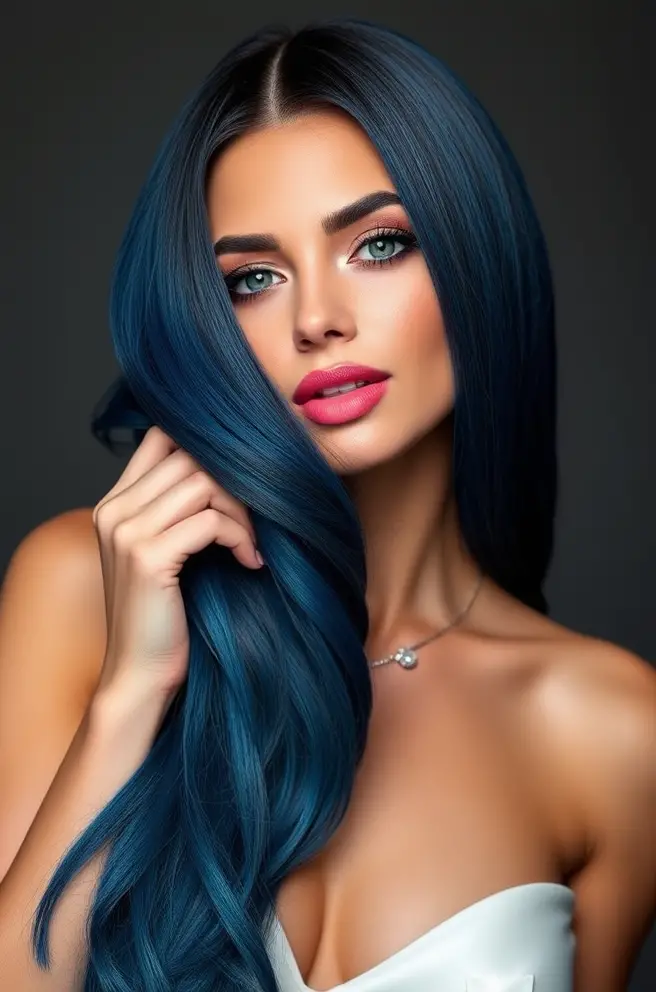 Glamorous Dark Blue Hair Extensions for Instant Impact