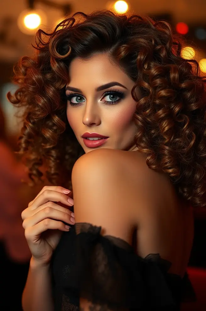 Glamorous Fluffy Hair Curls for a Night Out