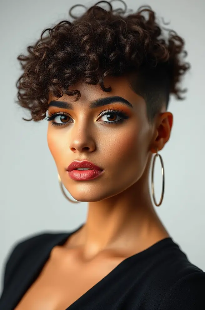 Glamorous Low Taper Fade with Curly Hair Texture