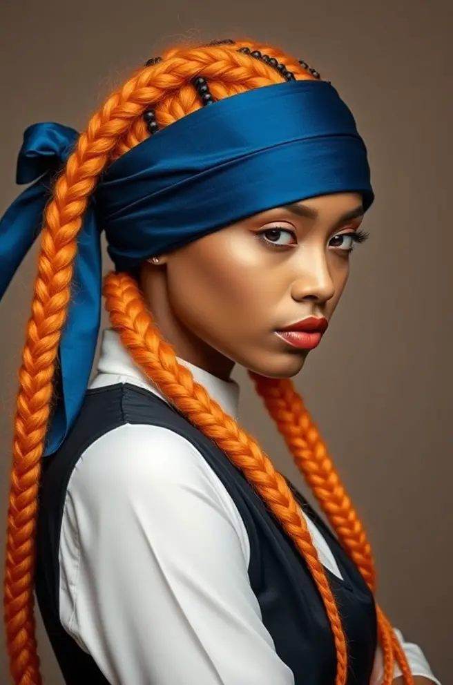 Glamorous Orange Hair Braids for a Festive Touch