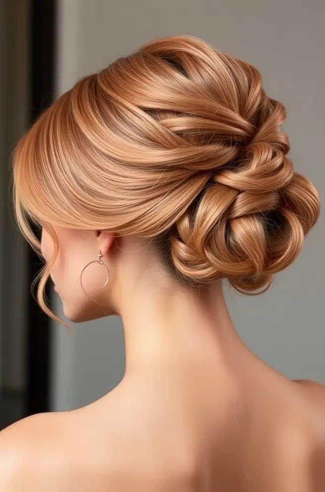 Glamorous Rose Gold Hair Updo for Special Occasions