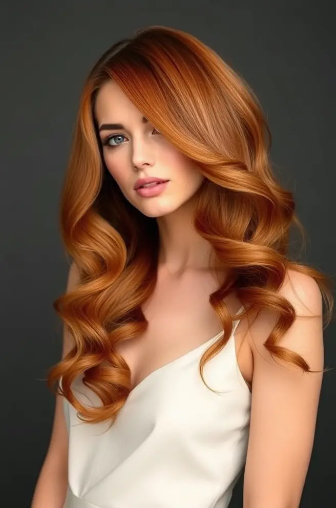 Gorgeous Copper Hair Waves for Effortless Elegance