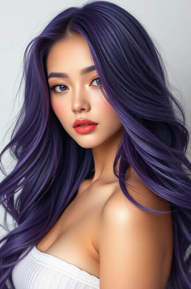 Gorgeous Long Purple Anime Hair Styles