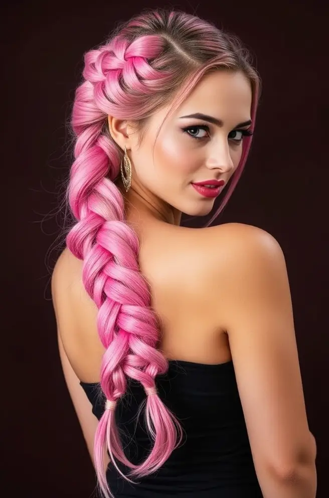 - Gorgeous Pink Braided Hairstyle for a Romantic Vibe