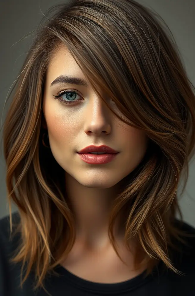 Layered Shoulder-Length Hair with Soft Waves