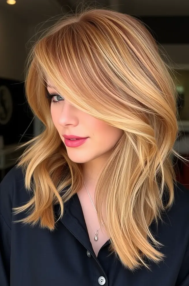 Layered Strawberry Blonde Hair for Added Volume