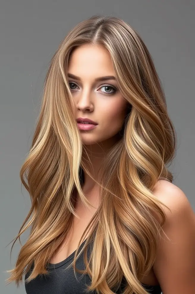 Long Layered Hair with Subtle Highlights for a Natural Glow