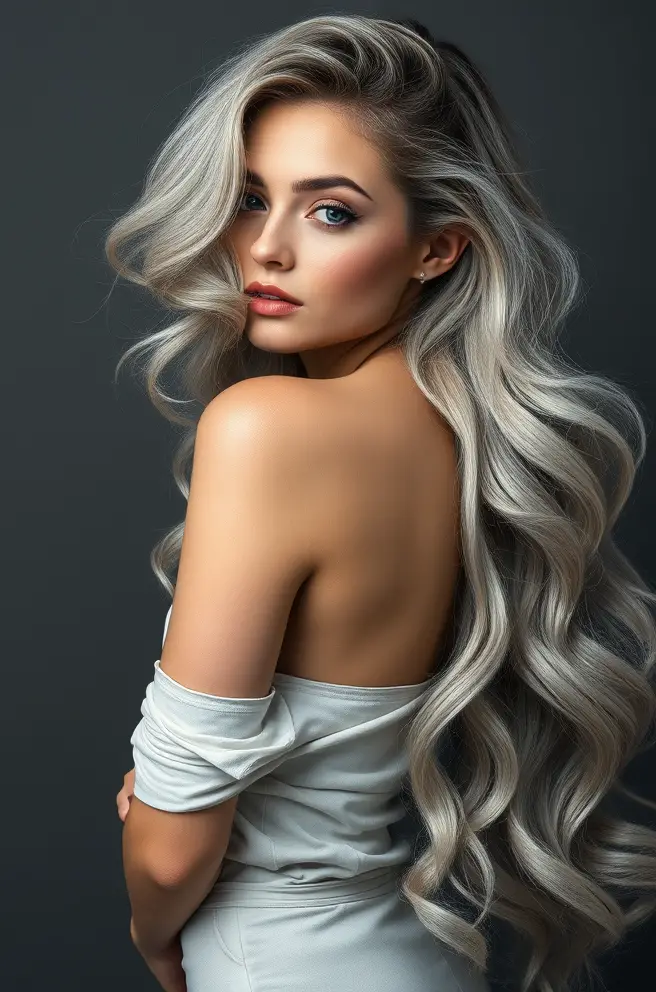 Long Silver Waves for Timeless Beauty