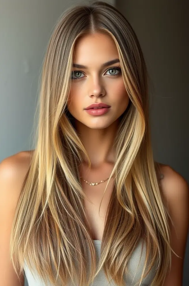 Long Straight Hair in Dirty Blonde