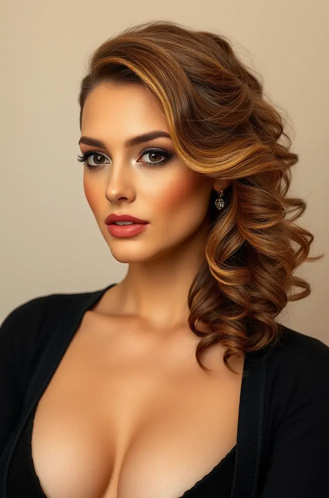 Low Taper Curly Hair with Side Part Elegance