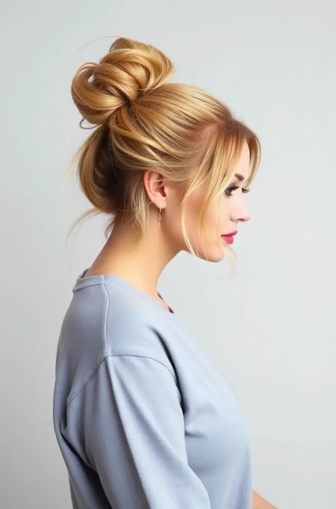 Messy Bun with Strawberry Blonde Hair Trend