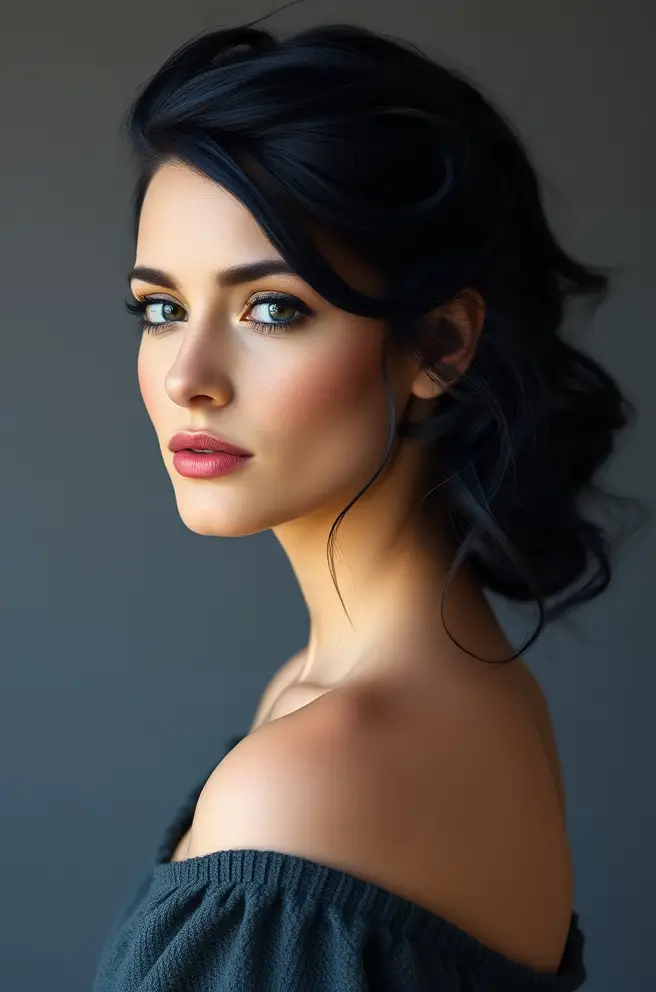 Messy Dark Blue Hair Updo: Effortless Elegance