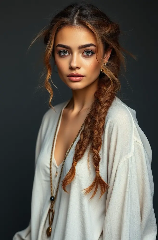 Messy Fluffy Hair Braids for a Boho Vibe